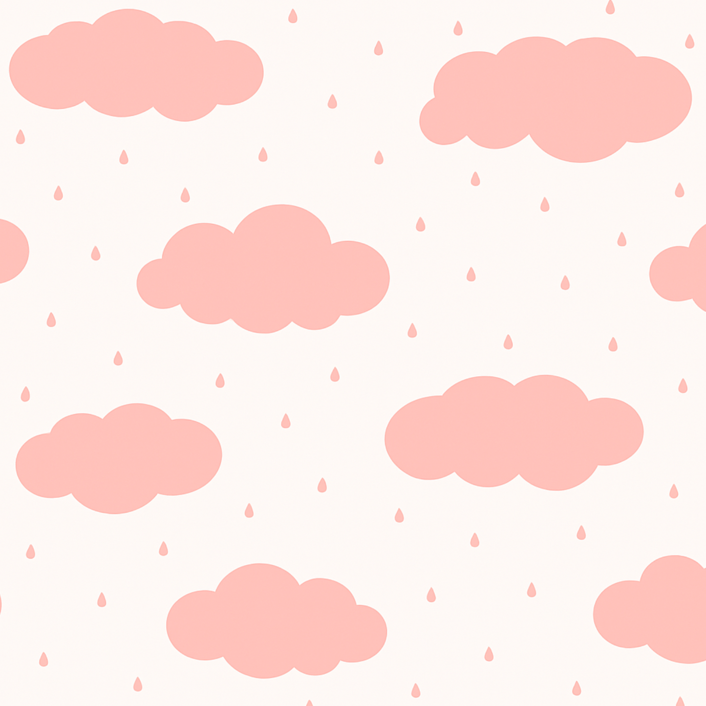 Coupon 45x45cm - Tissu coton Motif nuages et gouttes corail