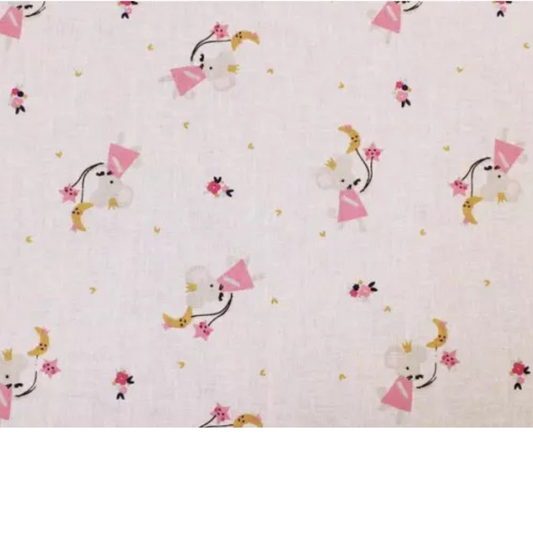 Coupon 50x50cm - Tissu coton Motif princesses et souris