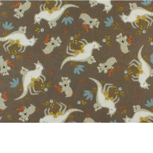Coupon 50x50cm - Tissu coton Motif kangourous et koalas