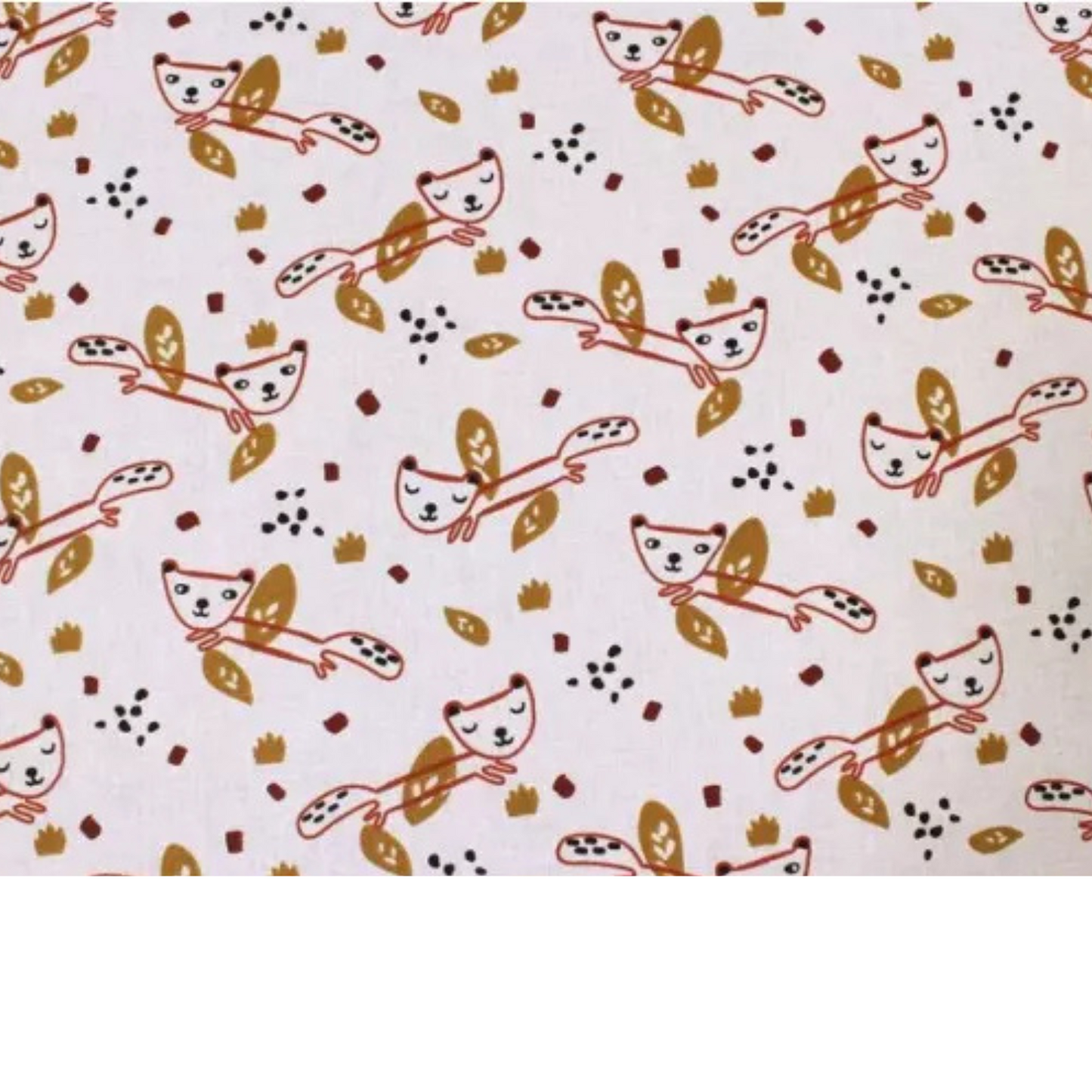 Coupon 50x50cm - Tissu coton Motif écureuils déssinés terracotta