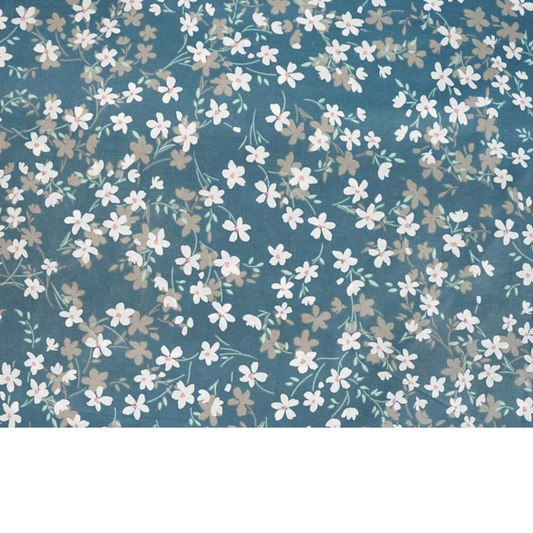 Coupon 50x50cm - Tissu coton Motif fleurs bleu