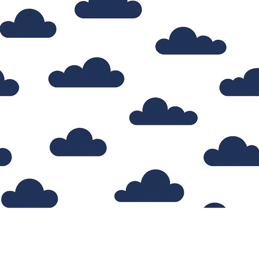 Coupon 45x45cm - Tissu coton Motif nuages bleu marine