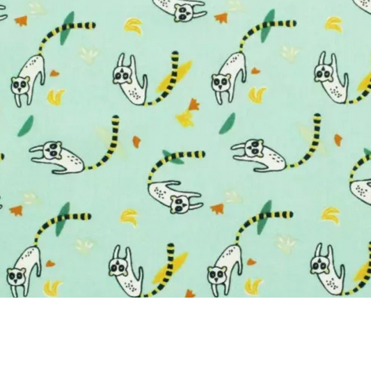 Coupon 50x50cm - Tissu coton Motif lémuriens et bananes