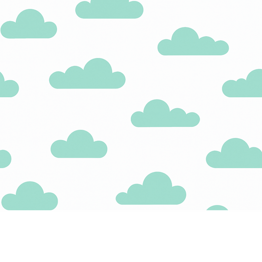 Coupon 45x45cm - Tissu coton Motif nuages menthe