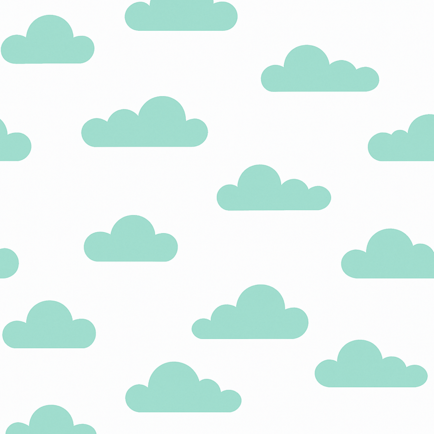 Coupon 45x45cm - Tissu coton Motif nuages menthe