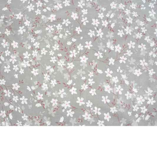 Coupon 50x50cm - Tissu coton Motif fleurs gris