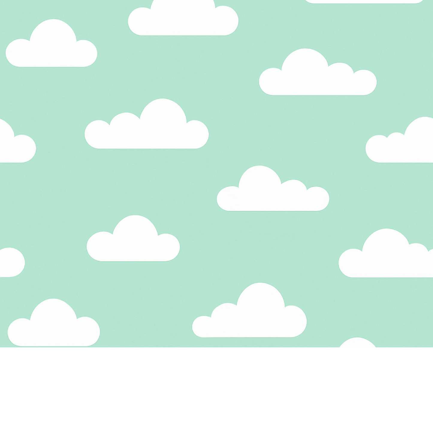 Coupon 45x45cm - Tissu coton Motif nuages menthe