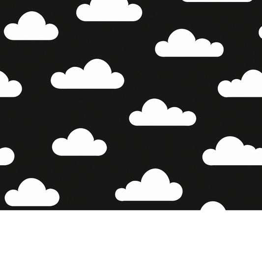 Coupon 45x45cm - Tissu coton Motif nuages noir