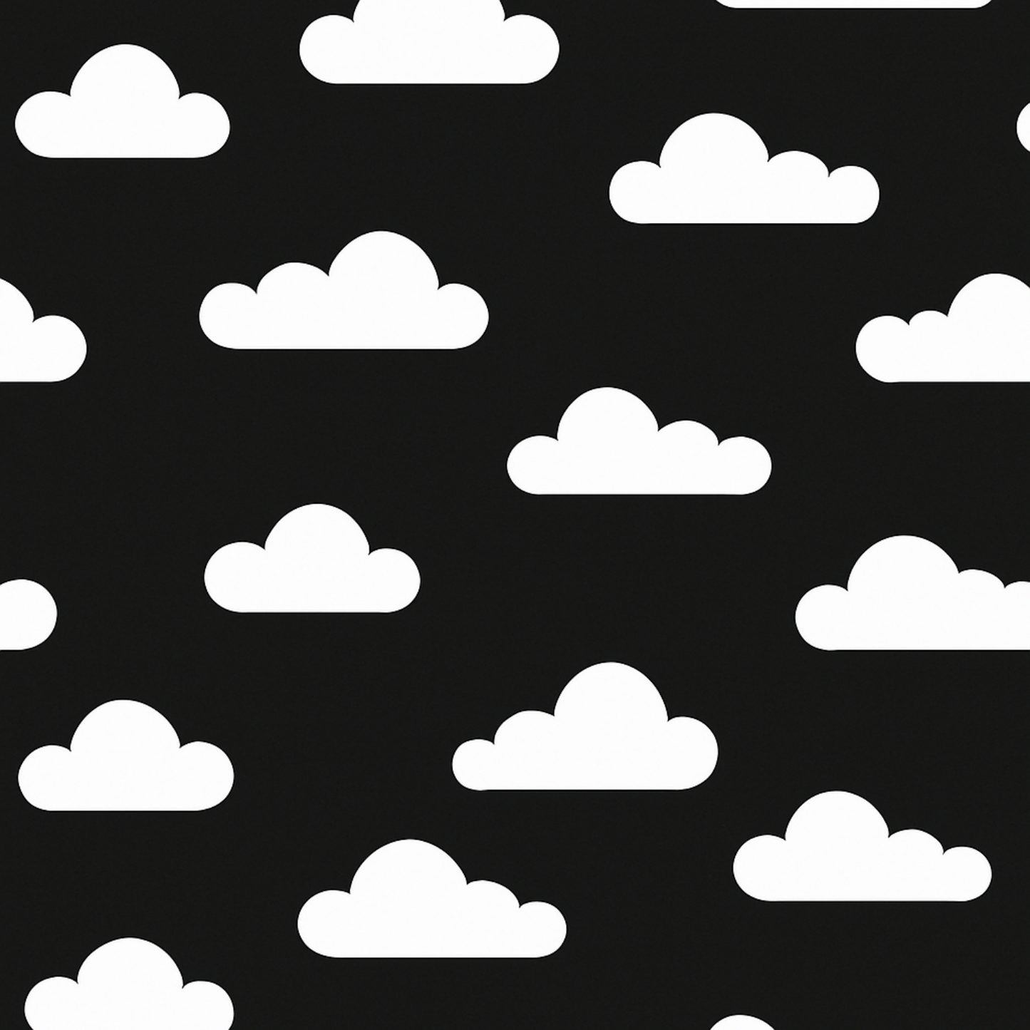 Coupon 45x45cm - Tissu coton Motif nuages noir