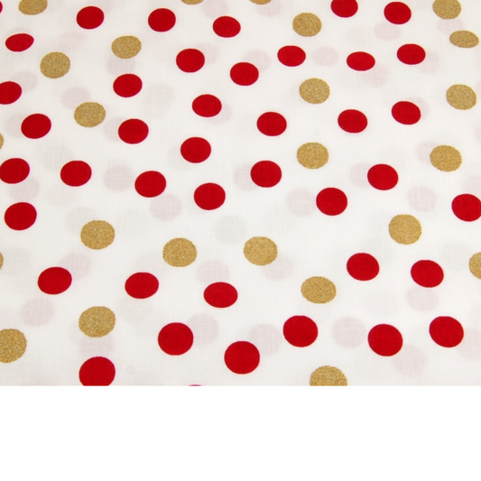 Coupon 45x45cm - Tissu coton Motif pois 15mm bordeaux/doré